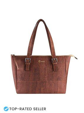 Vegan Cork Satchel Handbag Women Roomy Purse Non Leather